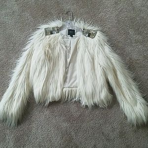 Off white faux-fur jacket